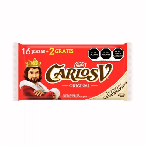 Chocolate Carlos V, empaque original de Nestlé